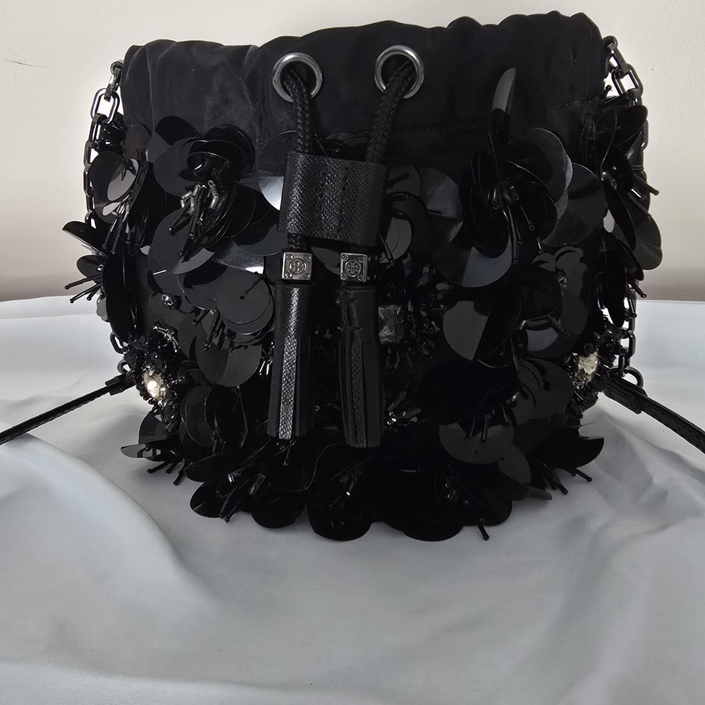 Tory Burch Black Beaded Sequin Crossbody